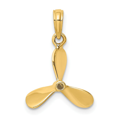 14K 3-D with 3 Blades Propeller Charm