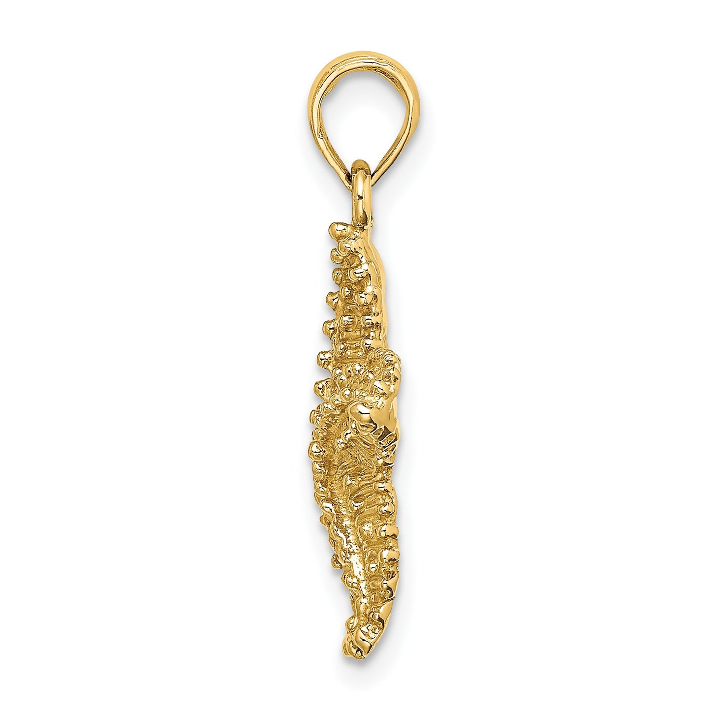 14K Beaded Textured Starfish Charm