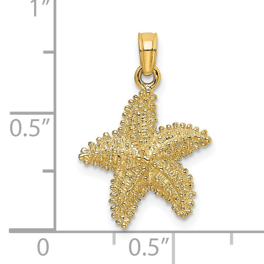 14K Beaded Textured Starfish Charm