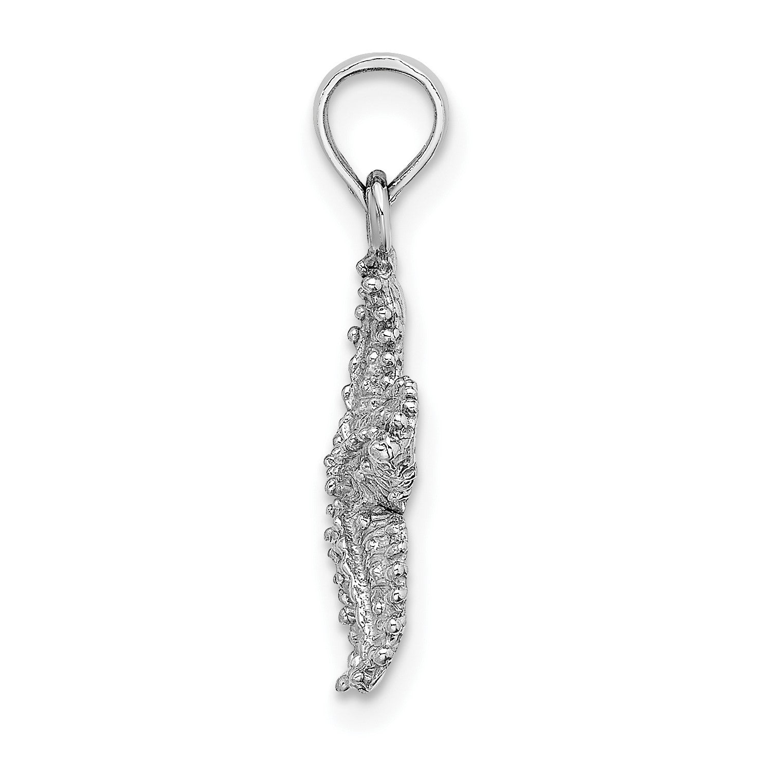 14K White Gold Beaded Textured Starfish Charm