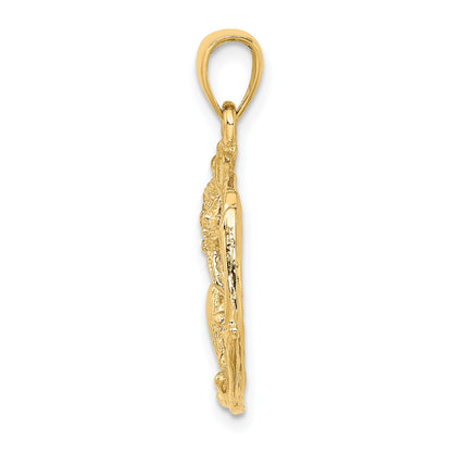 14K Shell Cluster In Circle Charm