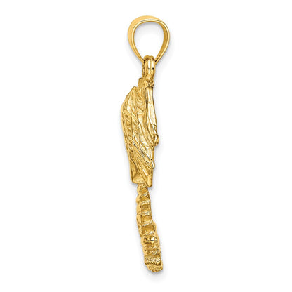 14K 2-D Textured Single Palm Tree Charm