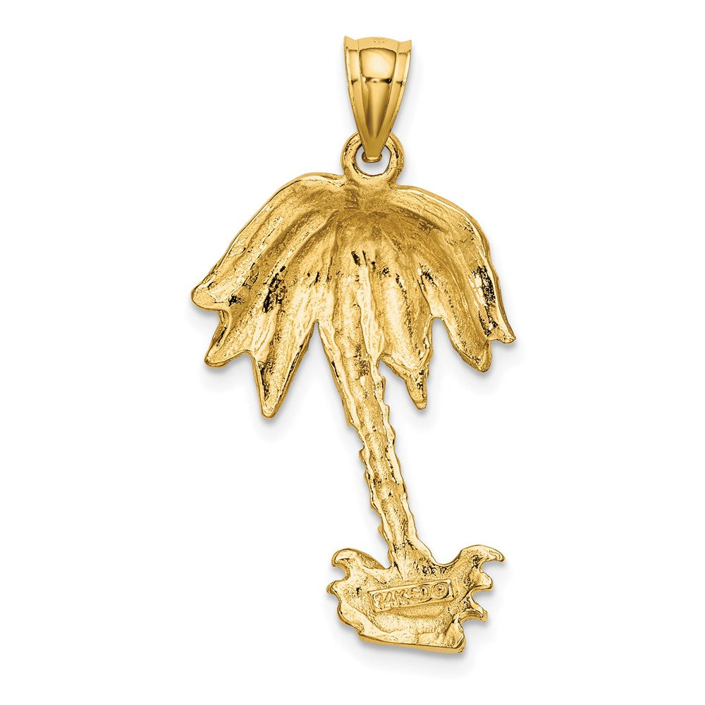 14K 2-D Textured Single Palm Tree Charm