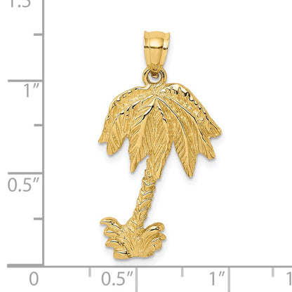 14K 2-D Textured Single Palm Tree Charm