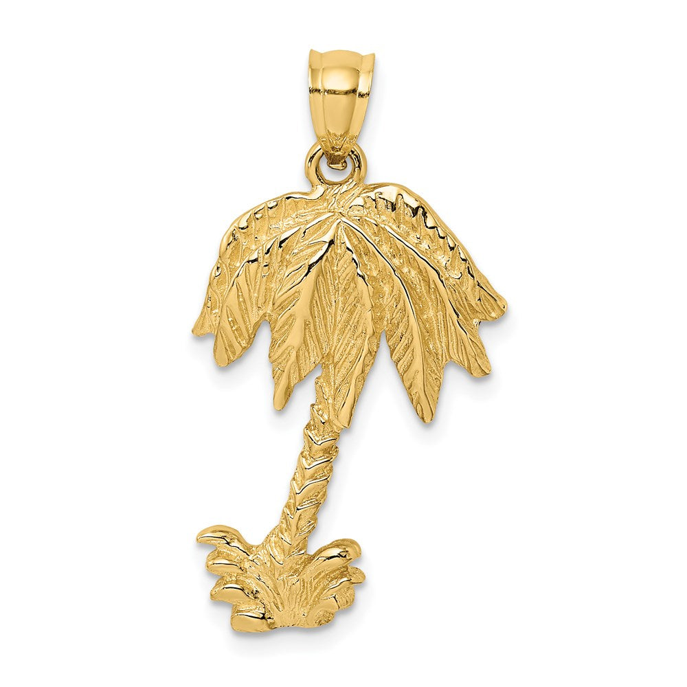 14K 2-D Textured Single Palm Tree Charm