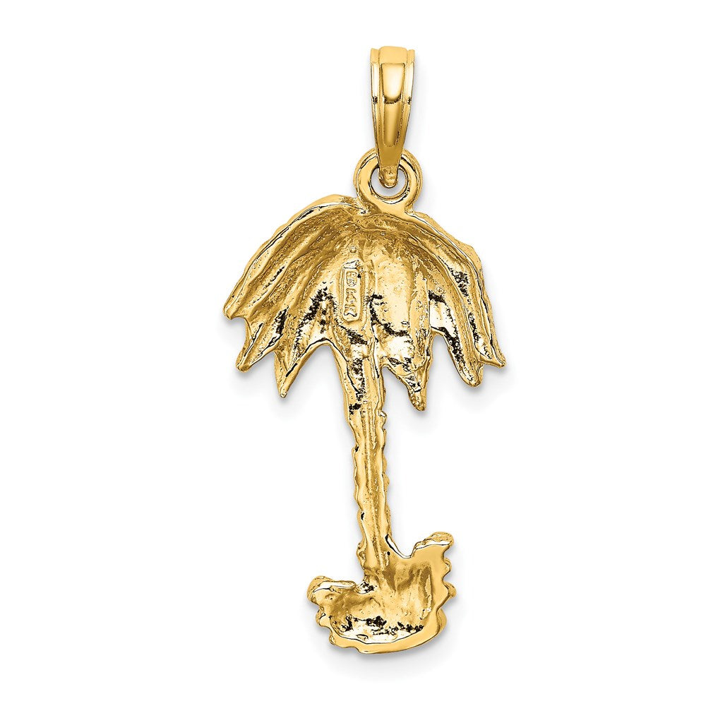 14K 2-D Textured Single Palm Tree Charm