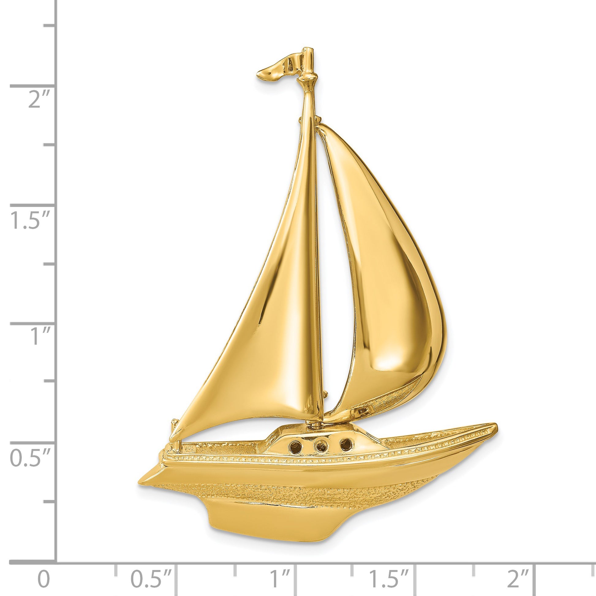 14K Large 3-D Sailboat with Moveable Sail Omega Slide