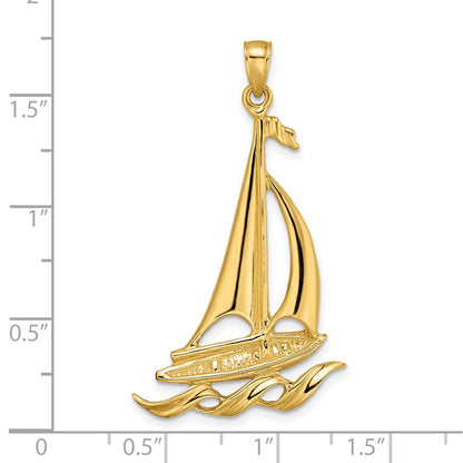 14k Sailboat with Waves Pendant