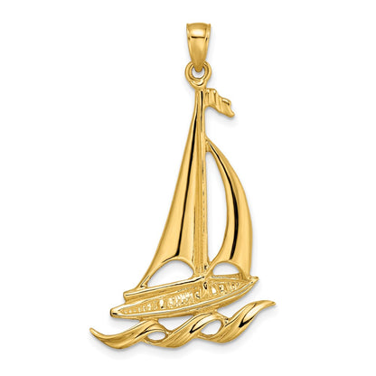 14k Sailboat with Waves Pendant