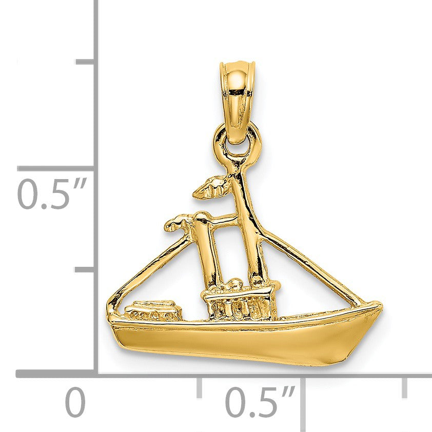 14K 3-D Tug Boat Charm