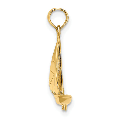 14K 3-D Polished Sailboat Charm