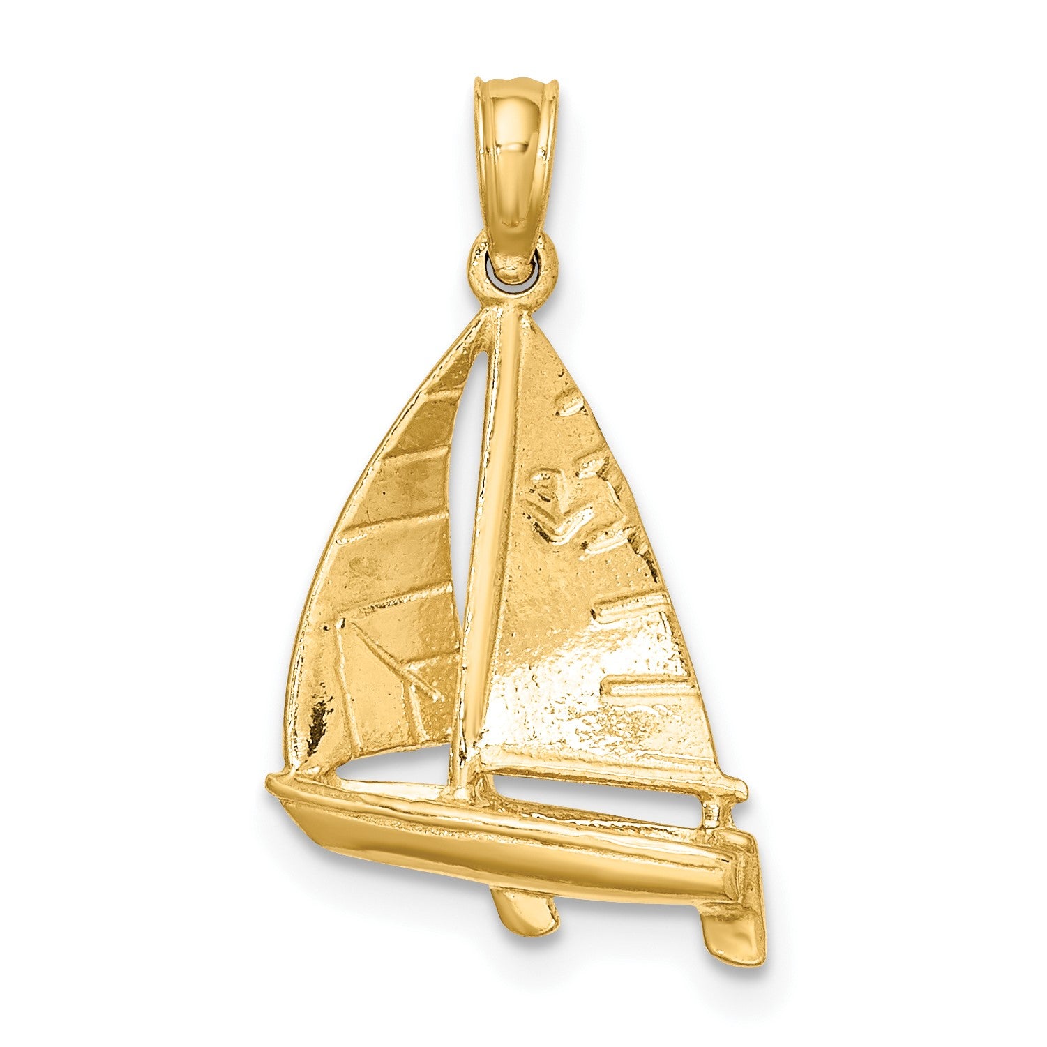 14K 3-D Polished Sailboat Charm