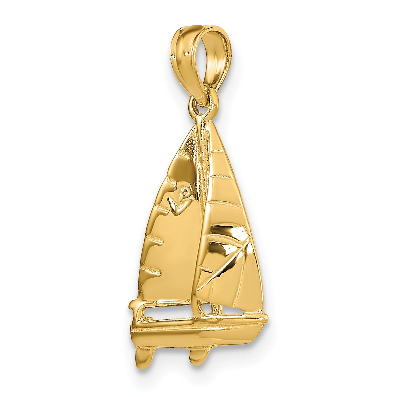 14K 3-D Polished Sailboat Charm