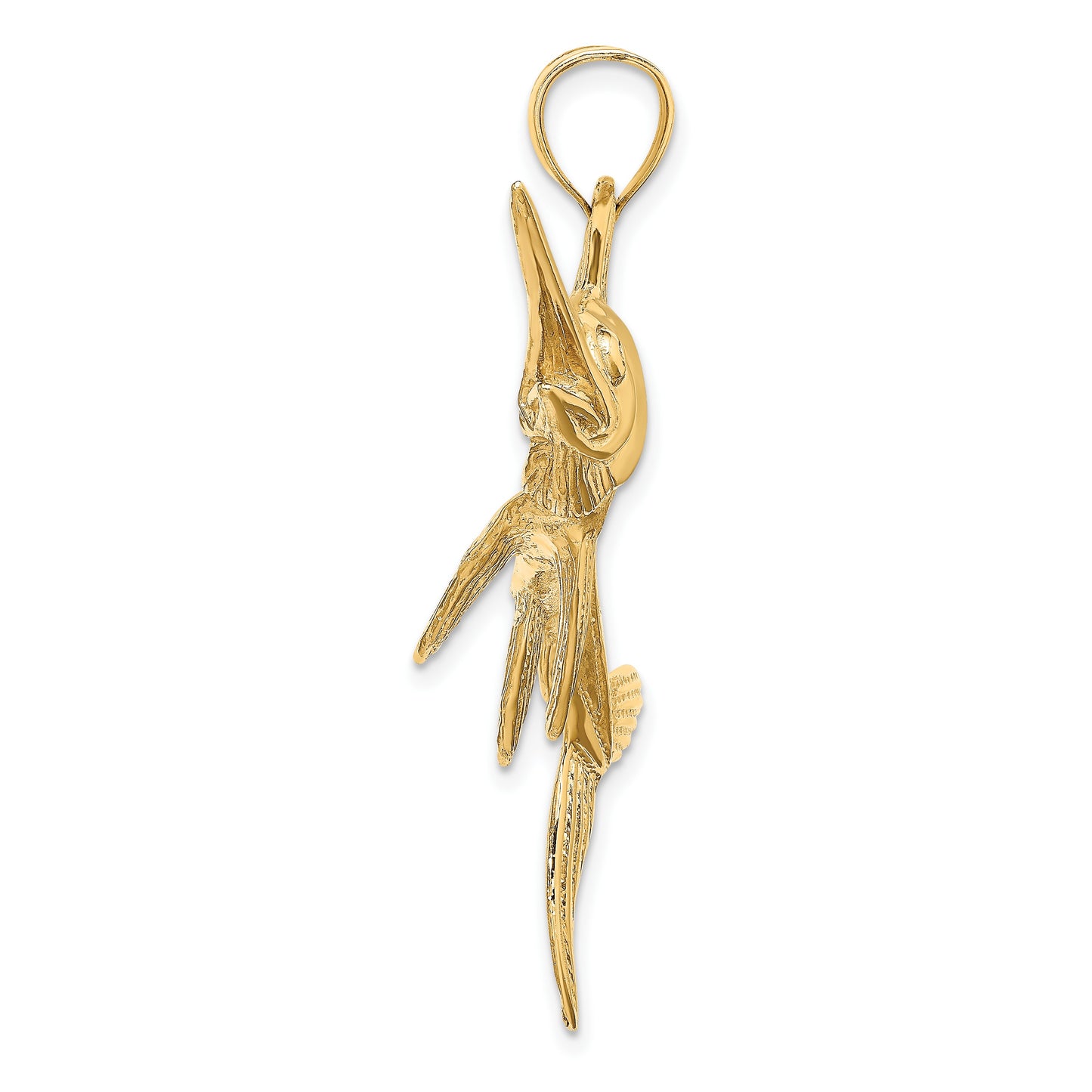 14K Large 2-D Polished and Satin Swordfish Charm