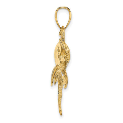 14K 2-D Polished/Satin Swordfish Charm