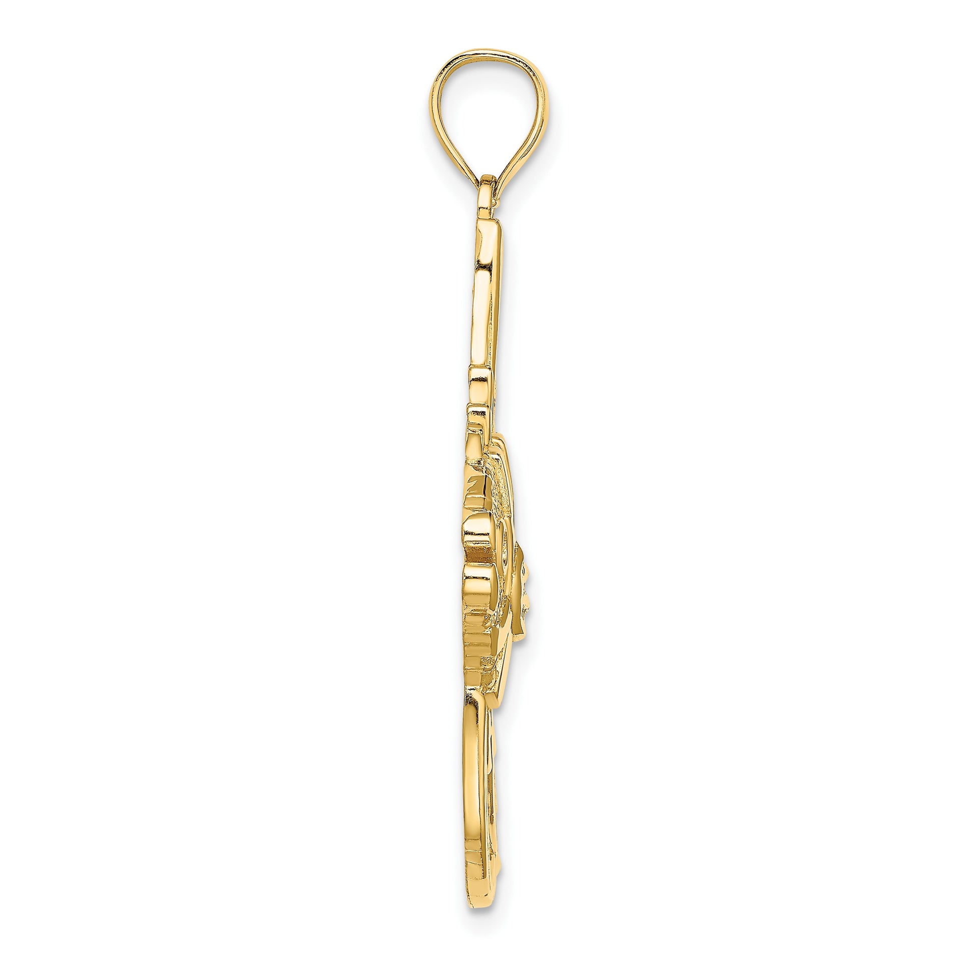 14K Textured Large Angelfish Charm