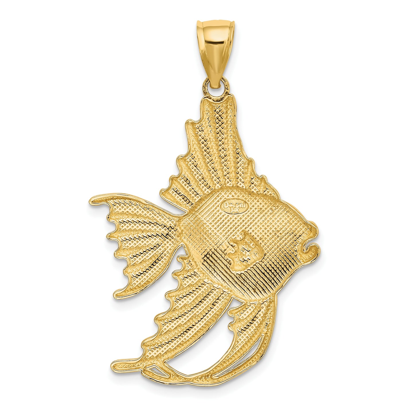 14K Textured Large Angelfish Charm
