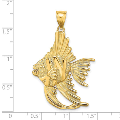 14K Textured Large Angelfish Charm
