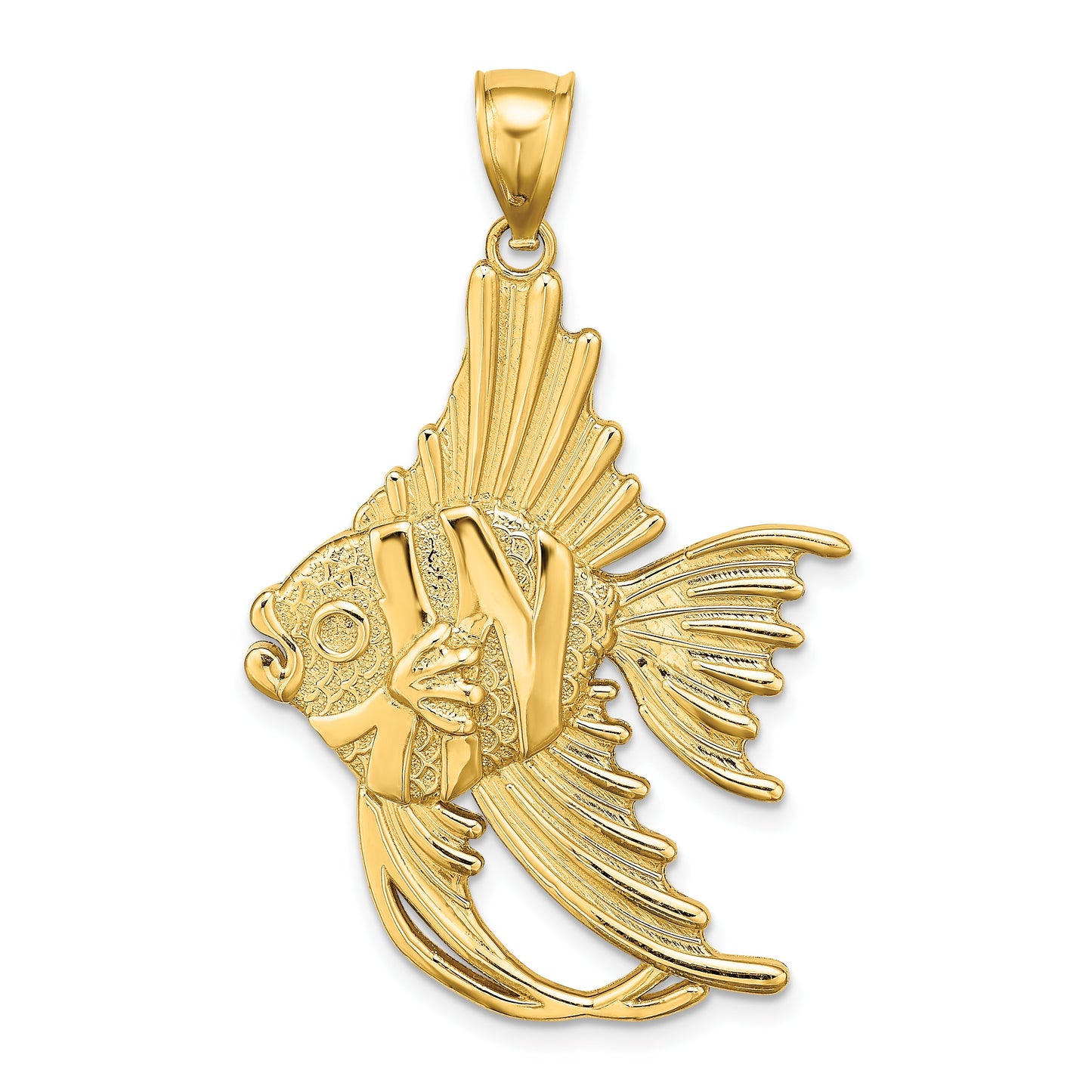 14K Textured Large Angelfish Charm