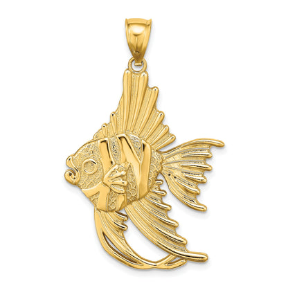 14K Textured Large Angelfish Charm