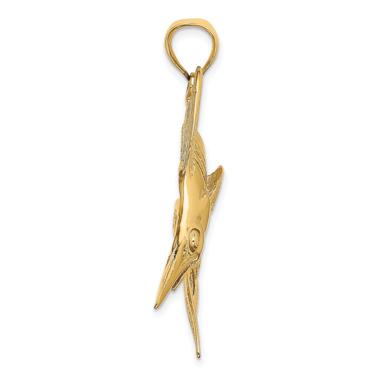 14K Large 2-D Polished and Satin Blue Marlin Charm
