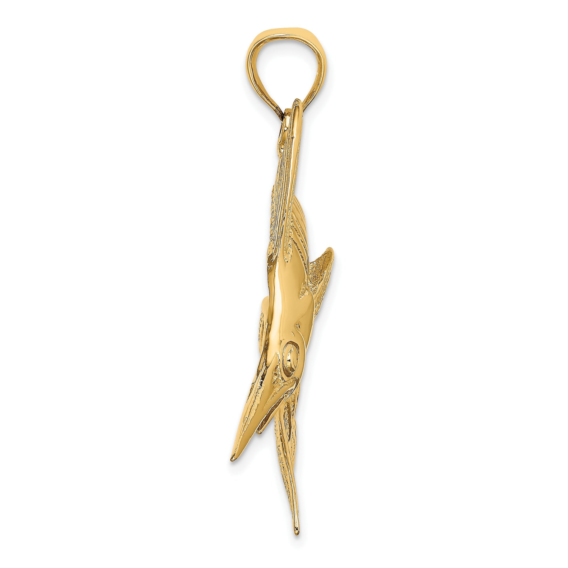 14K Large 2-D Polished and Satin Blue Marlin Charm