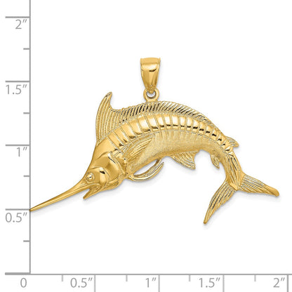 14K 2-D Polished /Satin Blue Marlin Charm