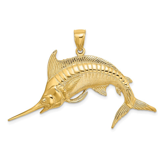 14K 2-D Polished /Satin Blue Marlin Charm