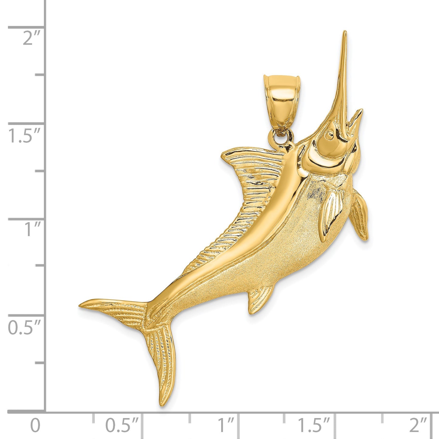 14K Large 3-D Satin and Polished Marlin Charm