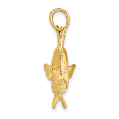14K Large 3-D Polished Skipjack Tuna Fish Charm
