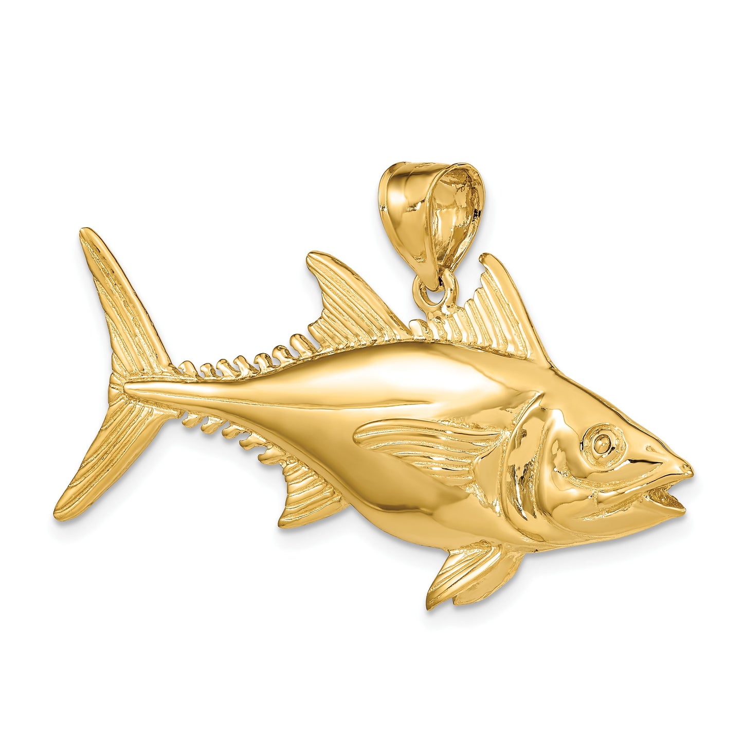 14K Large 3-D Polished Skipjack Tuna Fish Charm