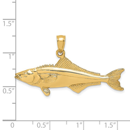 14K 3-D Polished Cobia Fish Charm