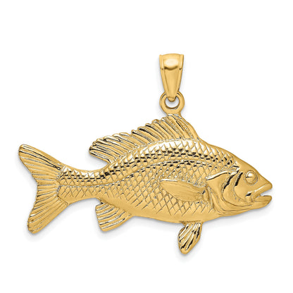 14K 3-D Textured Red Snapper Fish Charm