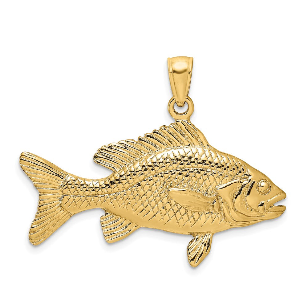 14K 3-D Textured Red Snapper Fish Charm