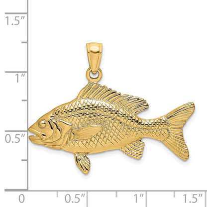 14K 3-D Textured Red Snapper Fish Charm