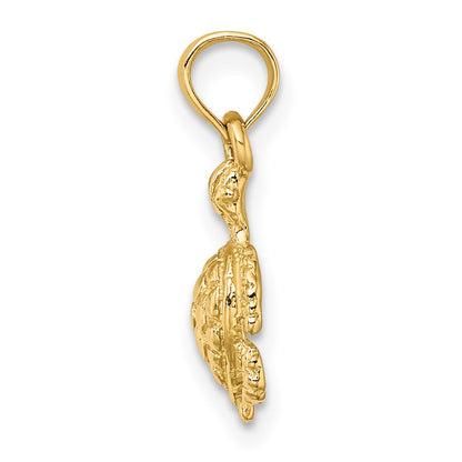14K Textured Sea Turtle Charm