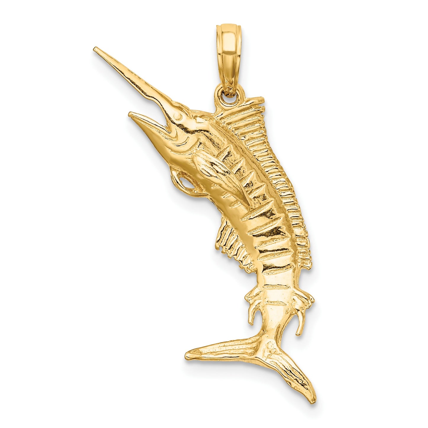 14K 3-D Polished Blue Marlin Charm