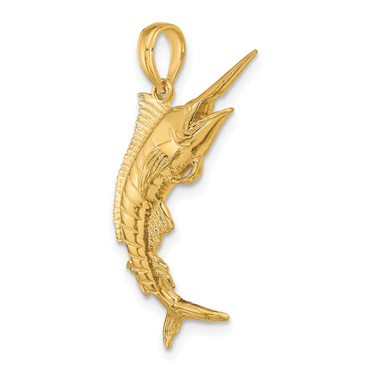 14K 3-D Polished Blue Marlin Charm