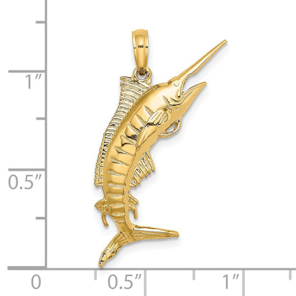 14K 3-D Polished Blue Marlin Charm