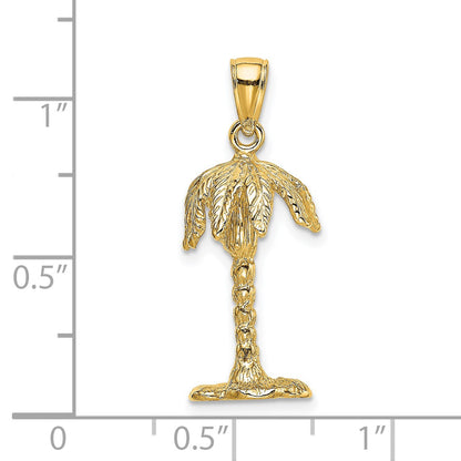 14K 3-D Textured Palm Tree Charm