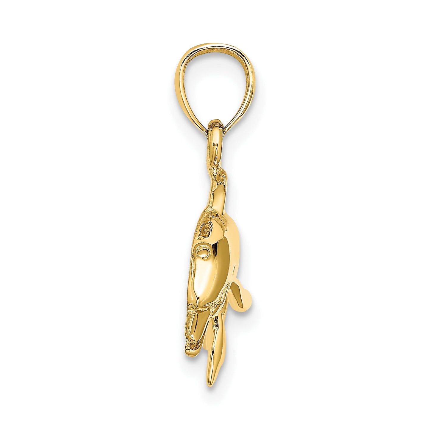 14K Textured and Polished Dolphin Jumping Charm