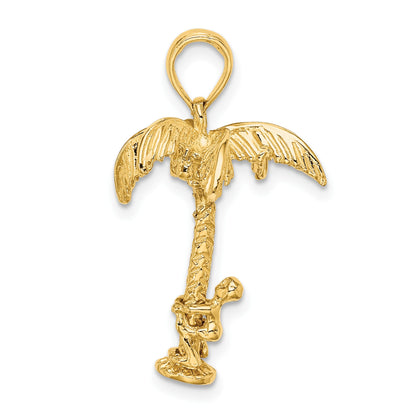 14K 3-D Palm Tree with Moveable Man Charm