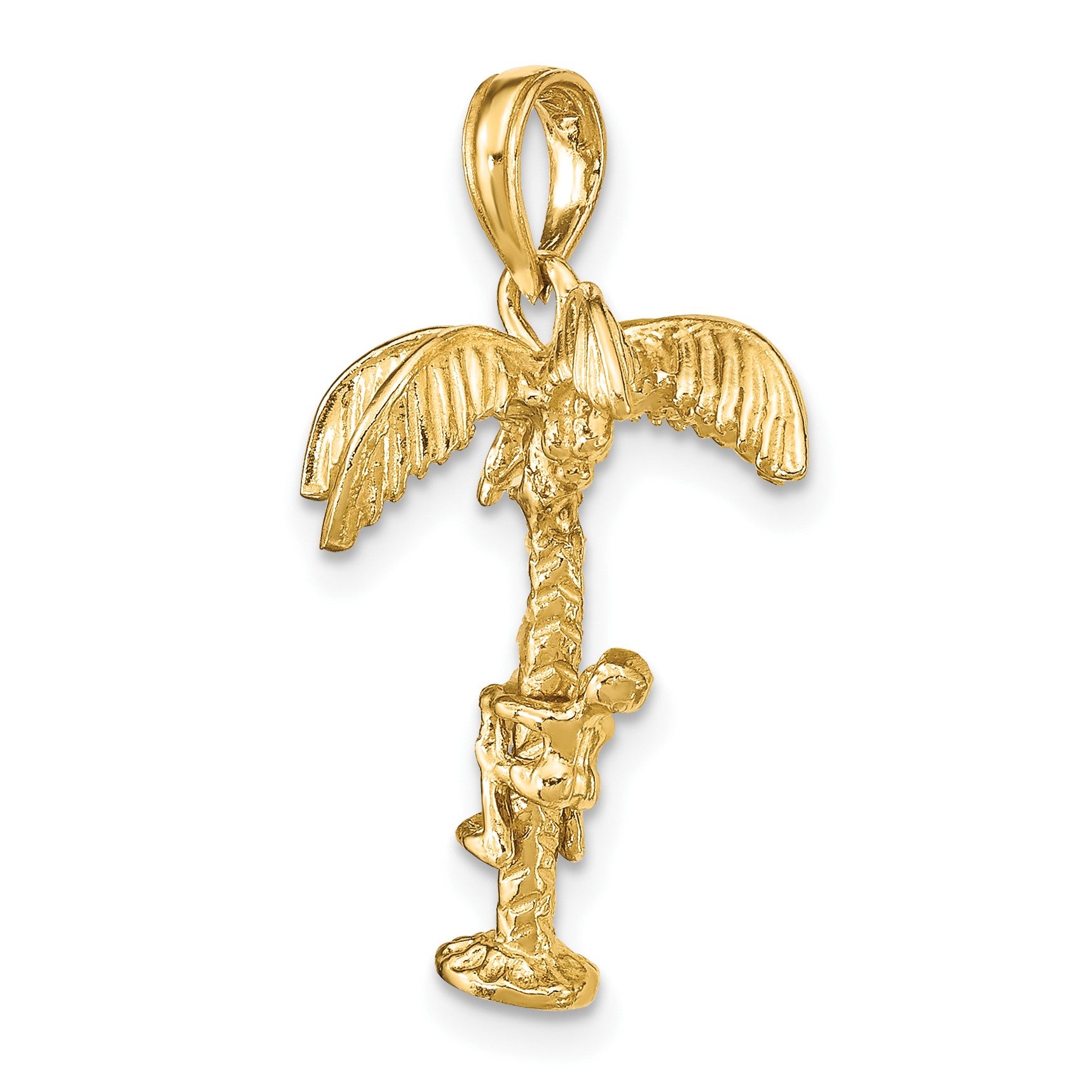 14K 3-D Palm Tree with Moveable Man Charm