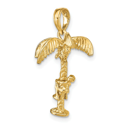 14K 3-D Palm Tree with Moveable Man Charm