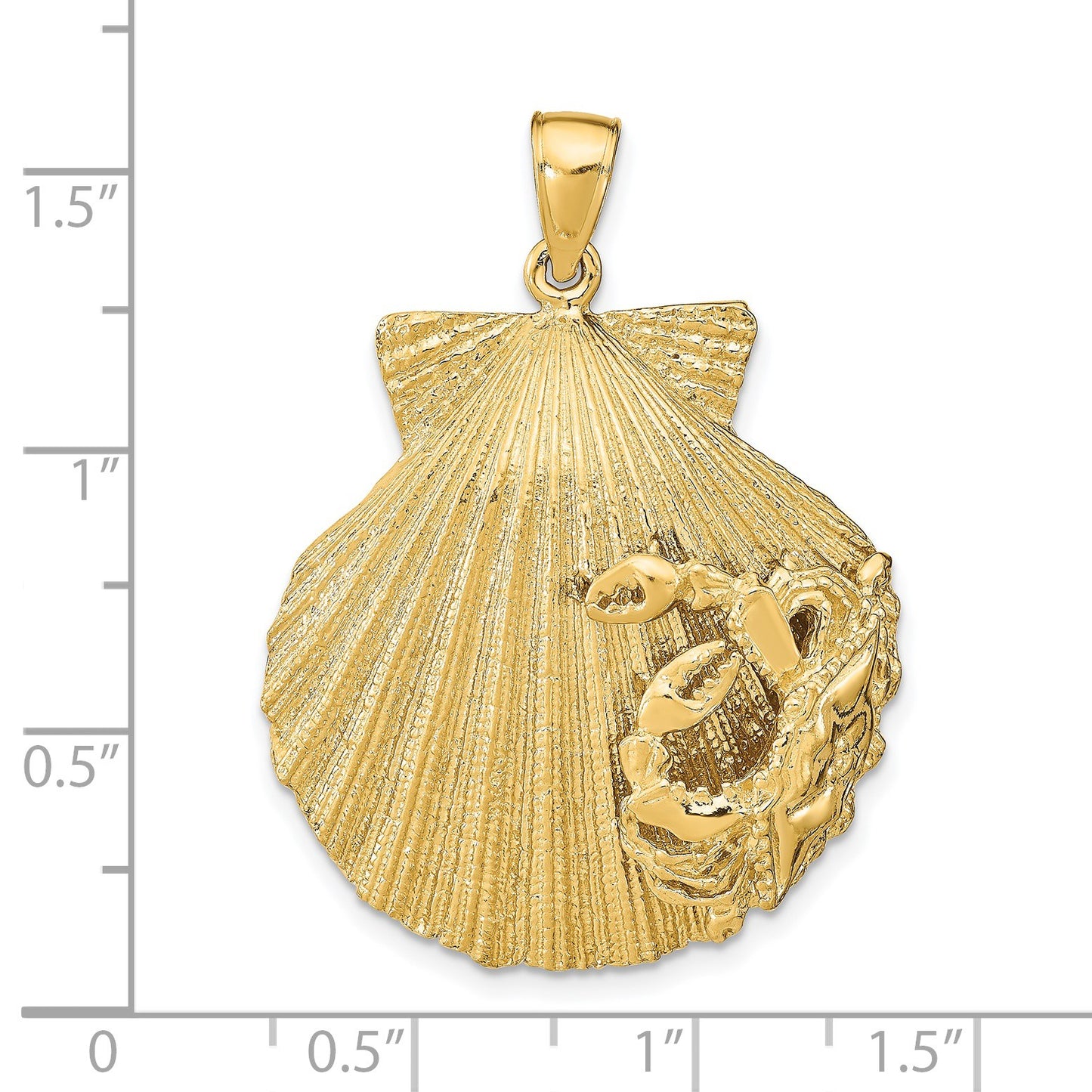 14k Large Scallop Shell with Crab Pendant