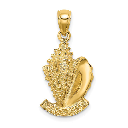 14K 2-D TURKS AND CAICOS Under Conch Shell Charm