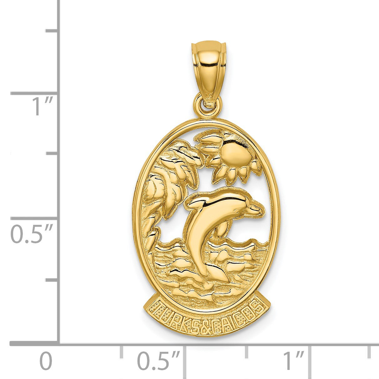 14K TURKS AND CAICOS with Dolphin Sunset Scene Charm