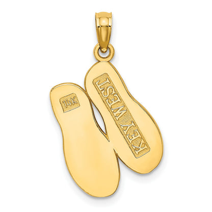 14K 3-D Large KEY WEST Double Flip Flop Charm