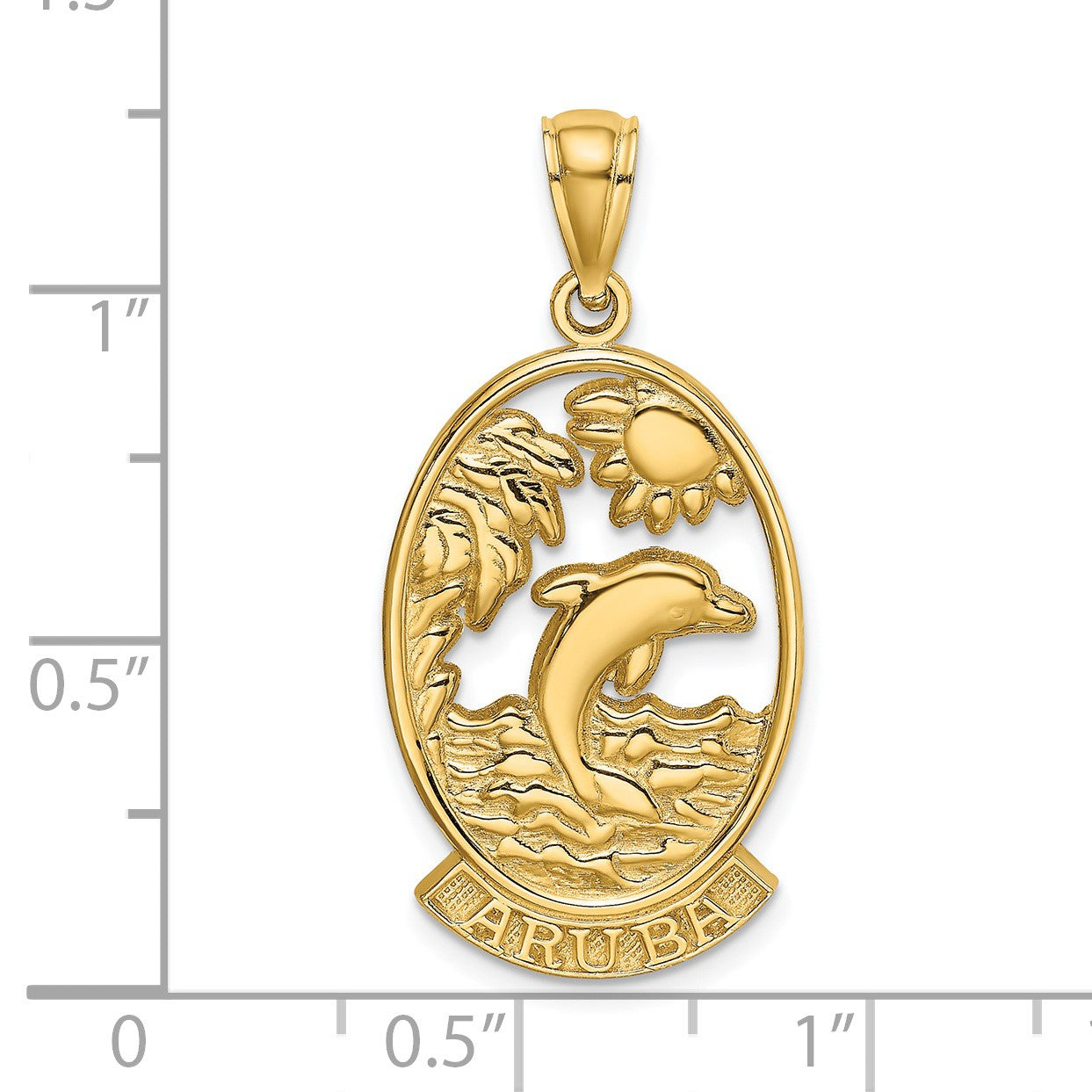 14K ARUBA with Dolphin Sunset In Frame Charm