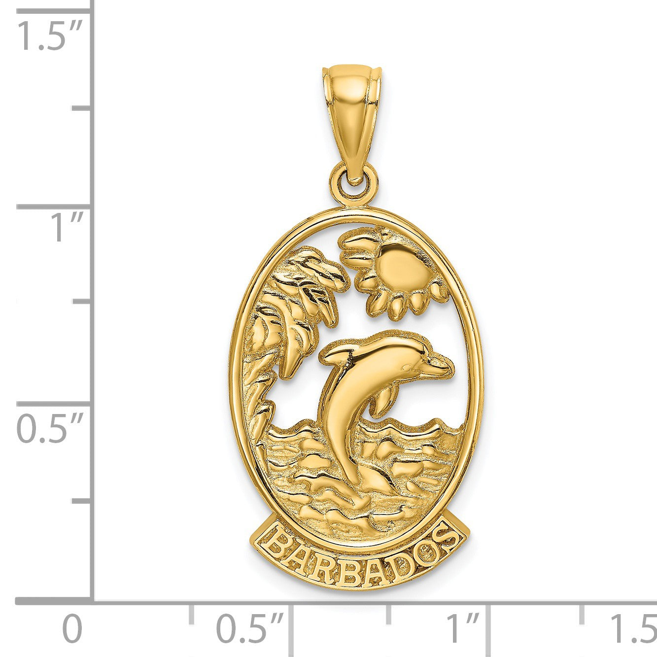 14K BARBADOS with Dolphin Sunset Scene Charm